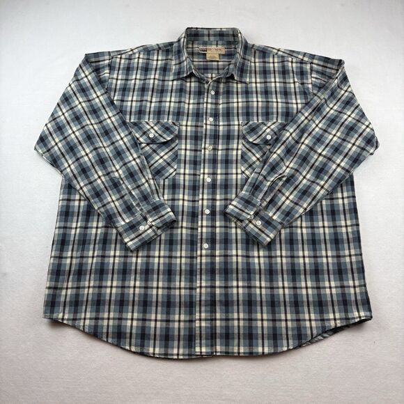 Vintage Big Mac Workwear Button Up Shirt Mens XL Plaid Long Sleeve Blue Pockets - Picture 2 of 7